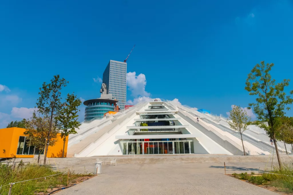 The beautiful Pyramid of Tirana in the center of Tirana. Albania, congress center